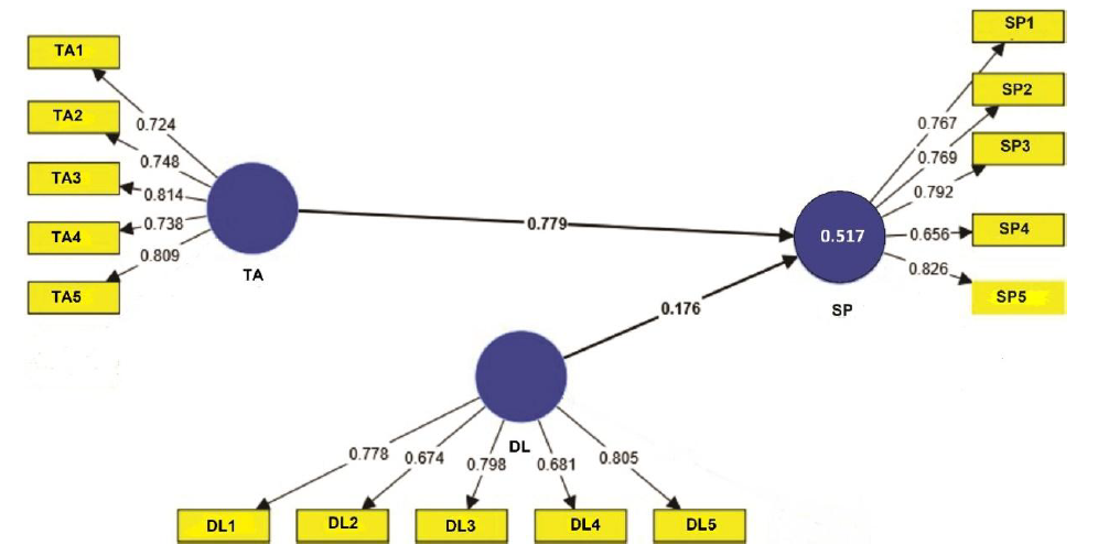 Shows the measurement model